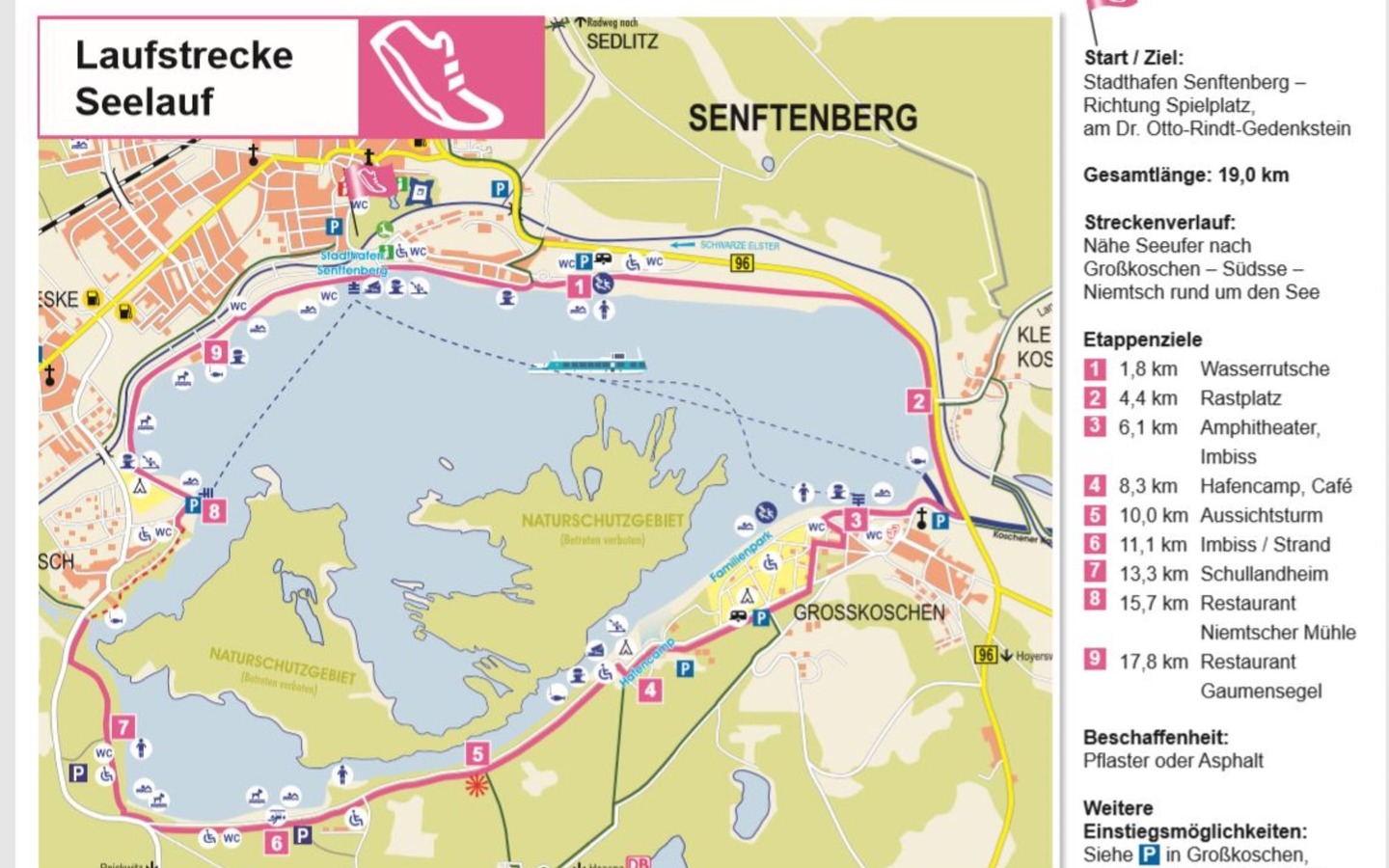 Übersichtskarte-Streckenverlauf Seelauf, Foto: Stadt Senftenberg, Lizenz: Stadt Senftenberg